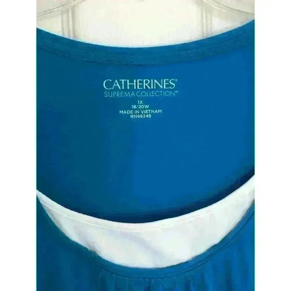 Catherines top 1X Supema Collection scoop neck 3/4 sleeve blue - Picture 3 of 4